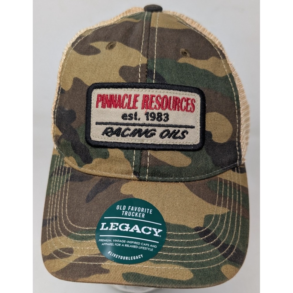 Pinnacle Resources Racing Oil‎ Car Camo Trucker Mesh Snapback Legacy NEW
